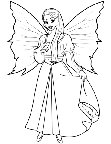 Fairy With Butterfly Coloring Page